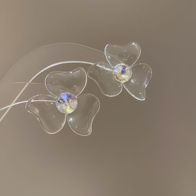 (Various Rhinestone Designs) Floral Acrylic Earring Statement