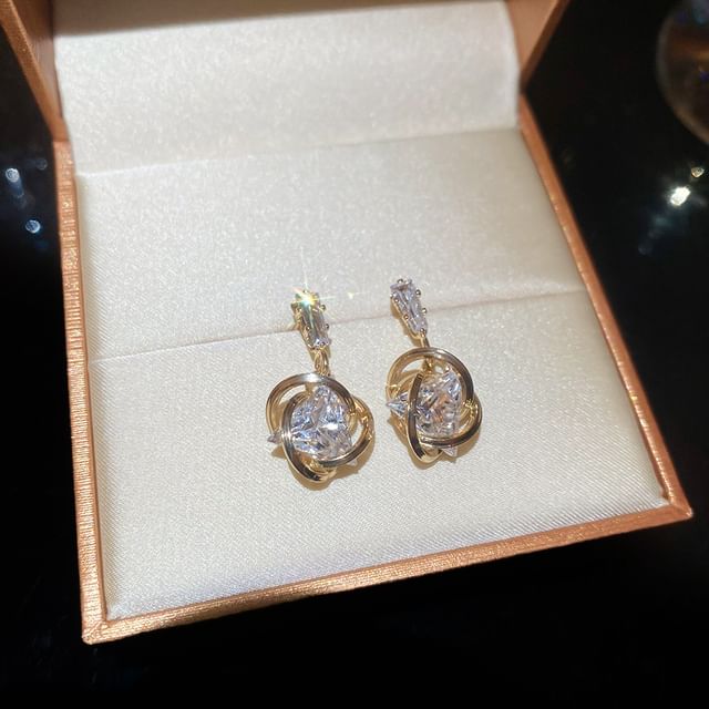 Drop Rhinestone Earring Alloy