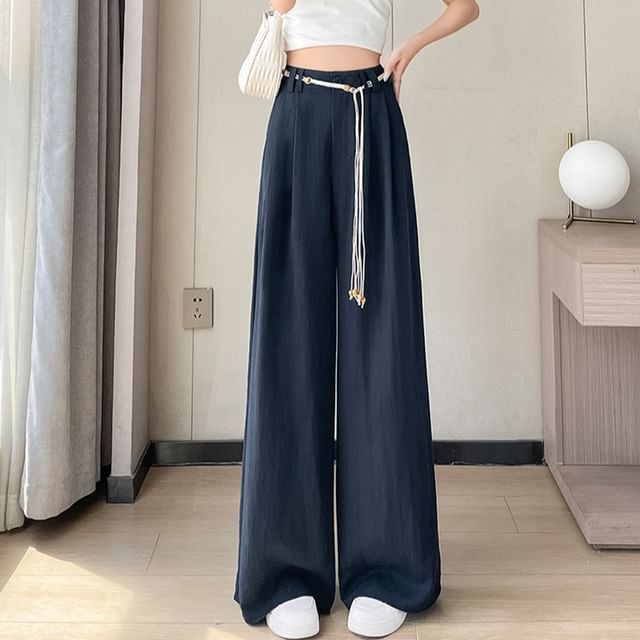 (Various Plain Waist High Leg Pants Wide Designs)