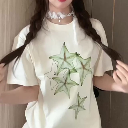Crewneck Star Short-Sleeve T-Shirt Print
