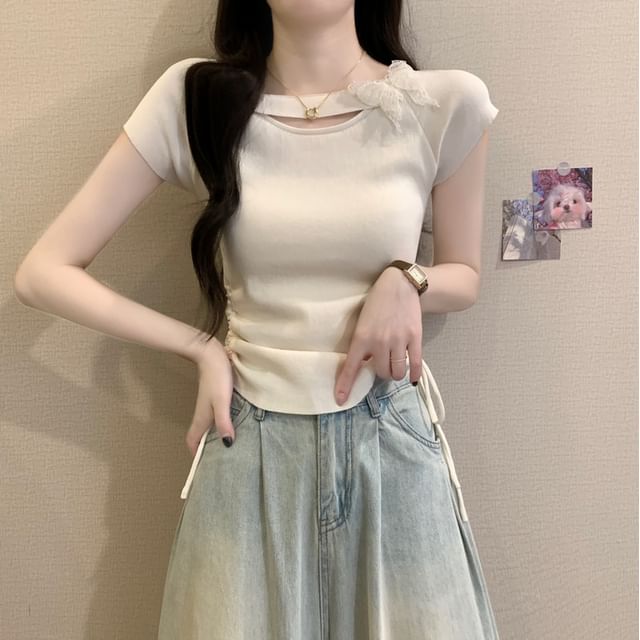 Butterfly Short-Sleeve Plain Tee Accent