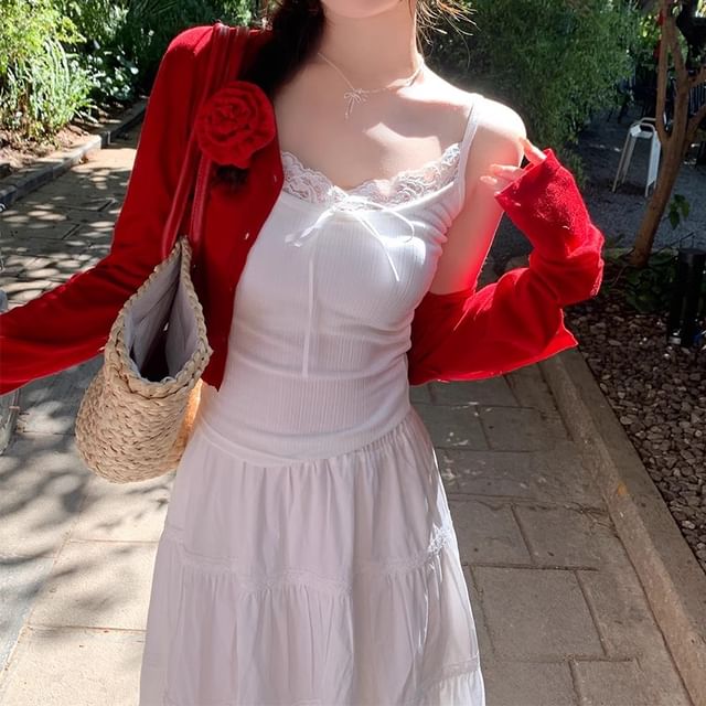 Lace Crop Top Camisole Plain Trim