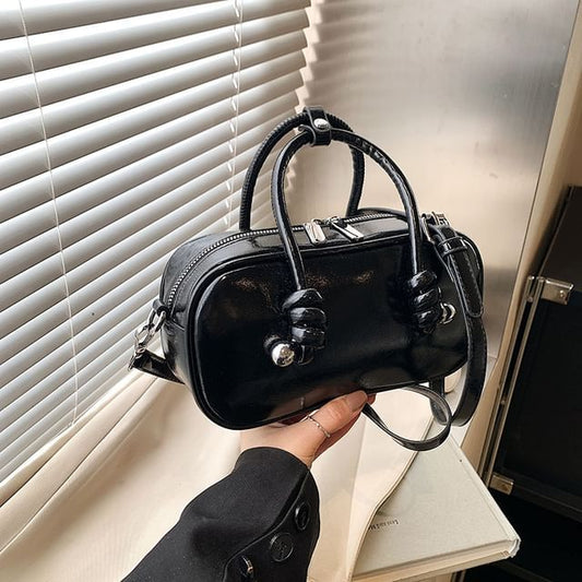 Bag Faux Top Leather Plain Handle Crossbody