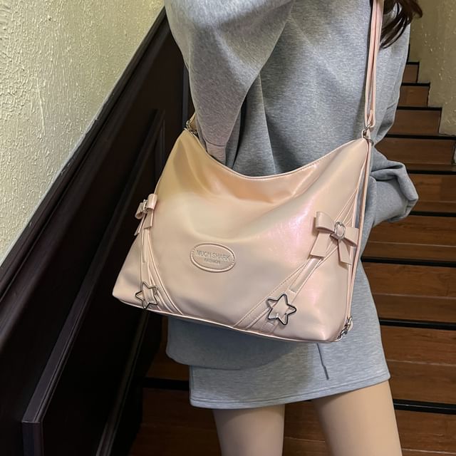 Leather Bow Faux Star Bag Crossbody Buckled