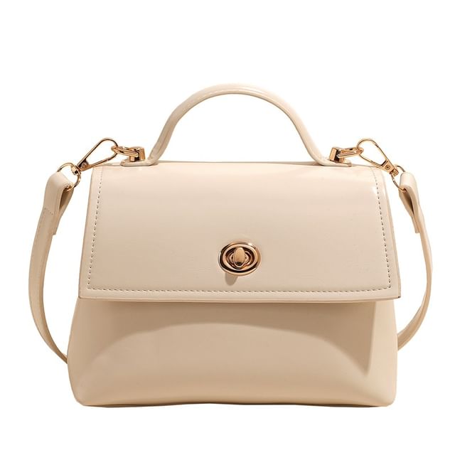 / Set Lock Bag Flap Faux Leather Crossbody Charm Handle Twist Top