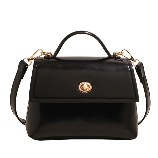 / Set Lock Bag Flap Faux Leather Crossbody Charm Handle Twist Top