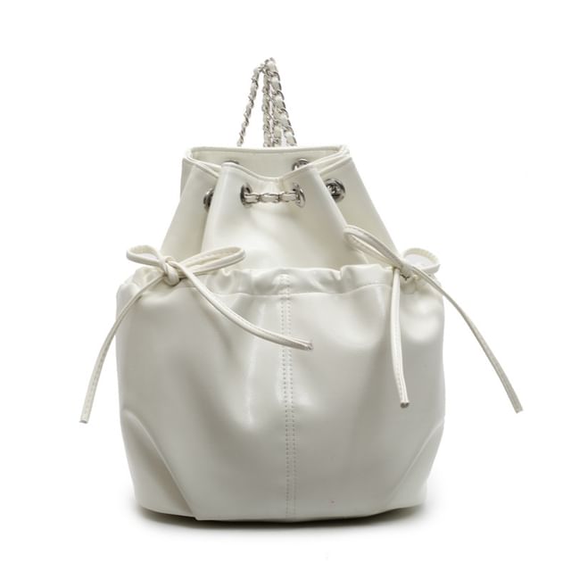Strap Plain Chain Leather Bow Faux Backpack