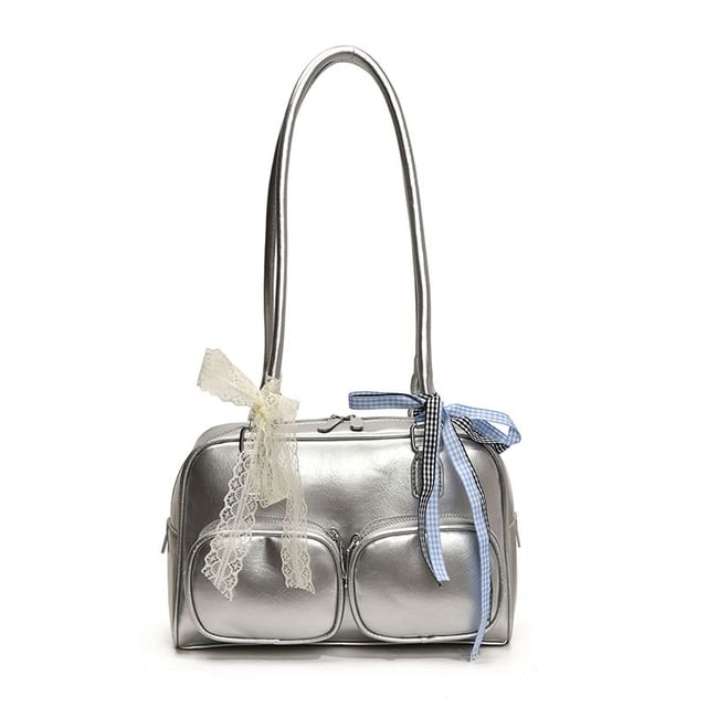 Leather Faux Plain Bowler Bag