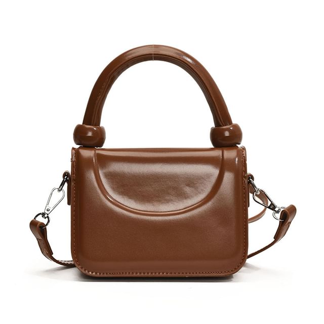 Leather Faux Crossbody Handle Plain Top Bag