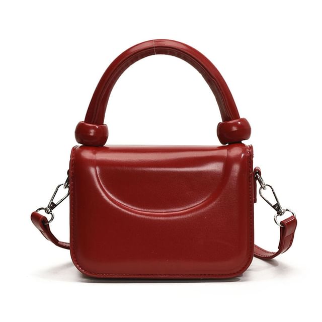 Leather Faux Crossbody Handle Plain Top Bag