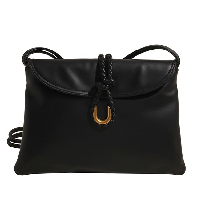 Flap Leather Bag Plain Crossbody Knot Faux