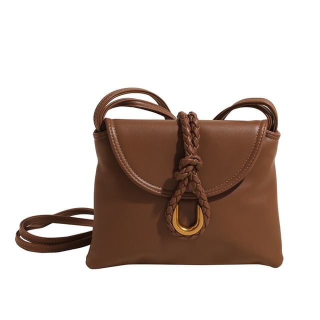 Flap Leather Bag Plain Crossbody Knot Faux