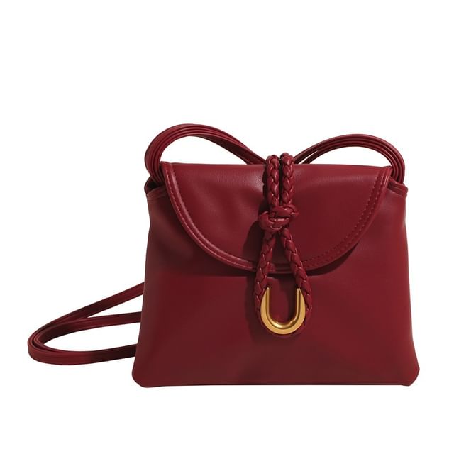 Flap Leather Bag Plain Crossbody Knot Faux
