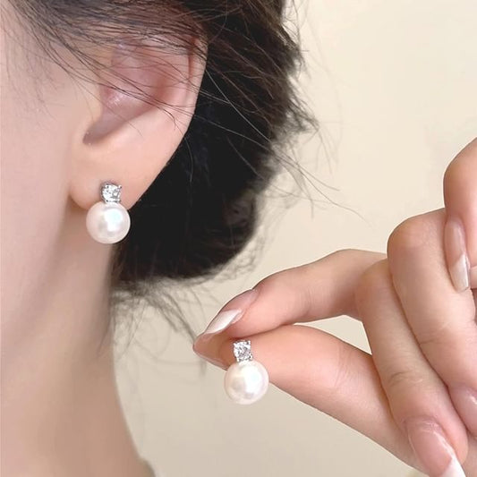 / Earring Pendant Pearl Faux Stud Rhinestone Necklace