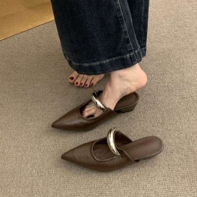 Wedge Jane Mary Pointed Toe Mules