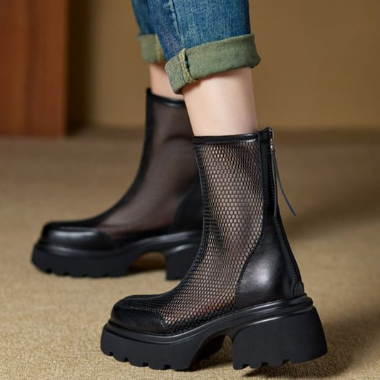 Boots Short Panel Mesh Platform
