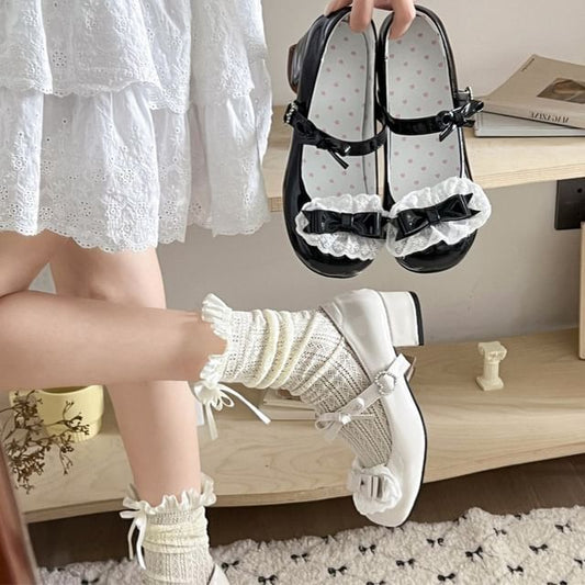 Jane Ruffle Mary Bow Pumps