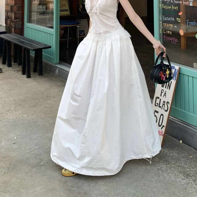 Maxi / Rise Slim Plain A-Line High Tank Fit Top Skirt Lace Panel