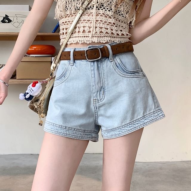Rise Denim Shorts Mid Washed