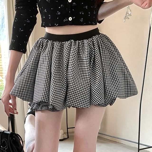 Skirt Mini Rise A-Line High Hem Bubble