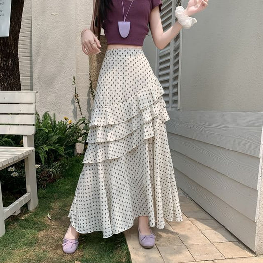 Asymmetrical High Skirt A-Line Floral Midi Waist Tiered