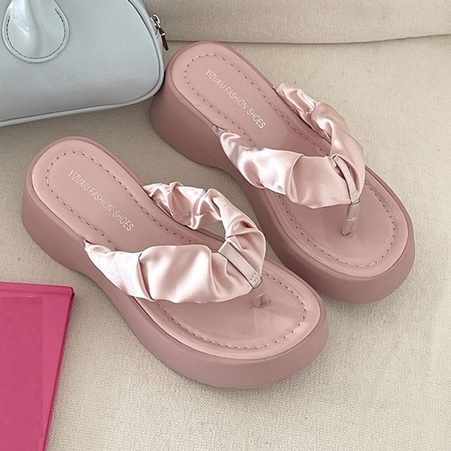 Thong Platform Ruched Sandals