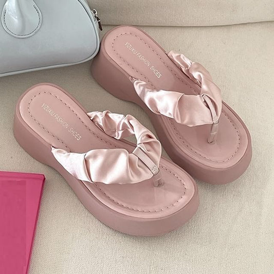 Thong Platform Ruched Sandals