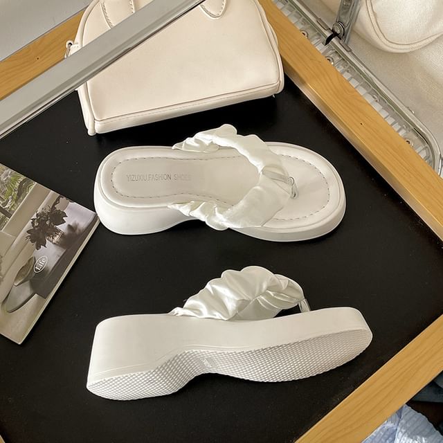 Thong Platform Ruched Sandals