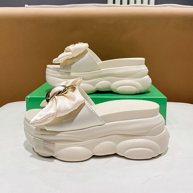 Bow Slide Platform Sandals