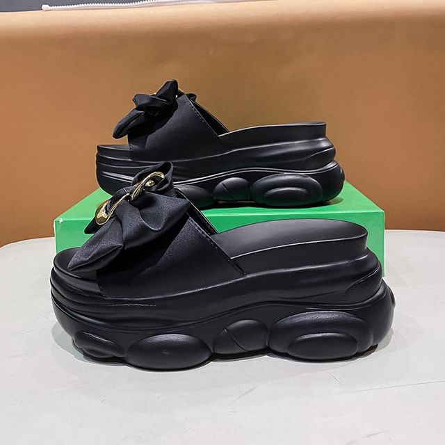 Bow Slide Platform Sandals