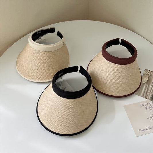 Hat Piped Straw Sun