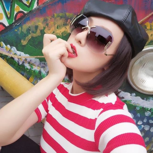 Case (Various Frameless Gradient Set: Sunglasses Designs) + Cleaning Cloth