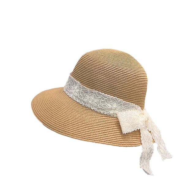 Bucket Lace Straw Ribbon Hat