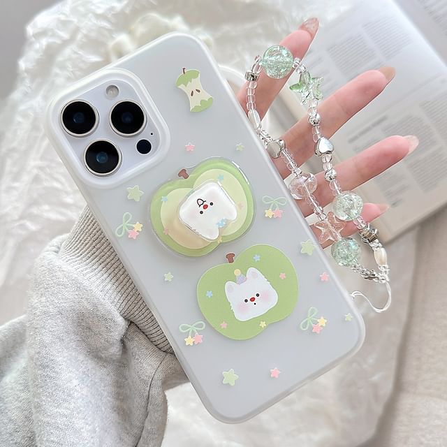 / Set Decoration Phone Strap Rotatable Adhesive Apple Dog Case
