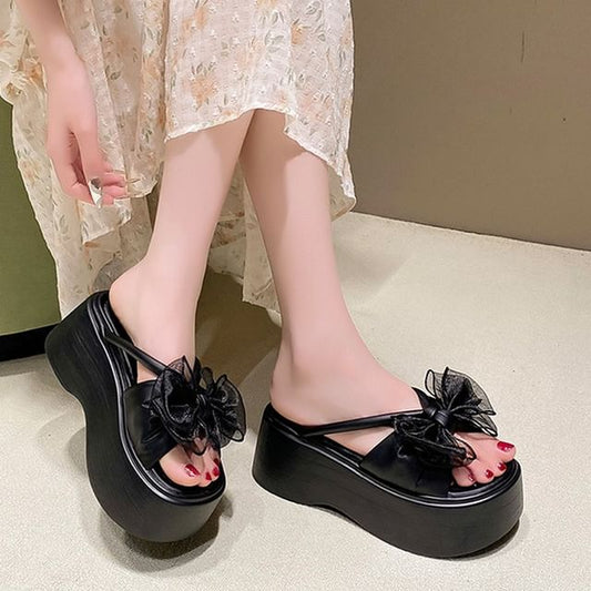 Slide Flower Platform Sandals