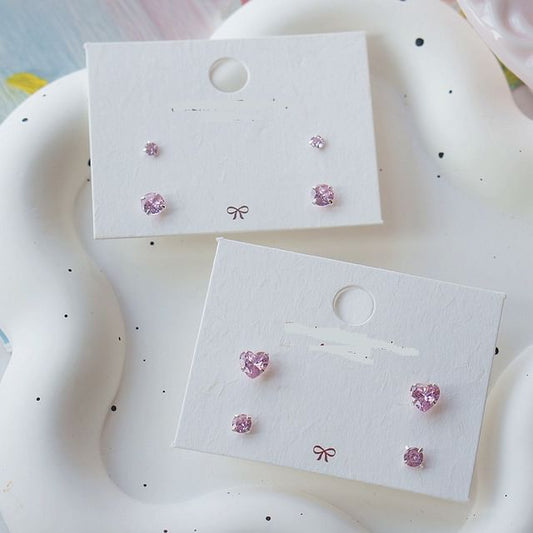 Silver Sterling 925 4: Set Stud of Earring CZ