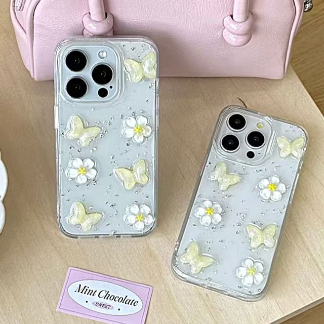 Case iPhone Floral Glitter