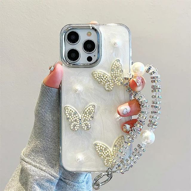 Case Butterfly Faux Pearl iPhone