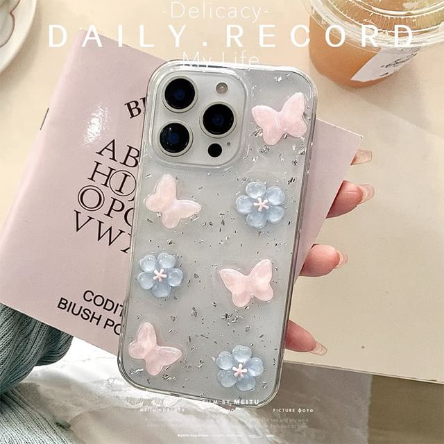 Case iPhone Floral Glitter