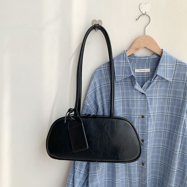 Bag Leather Plain Faux Shoulder