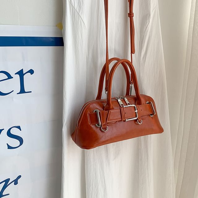 Bag Shoulder Faux Buckled Leather