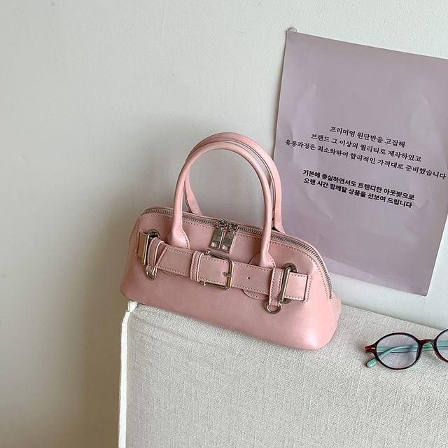 Bag Shoulder Faux Buckled Leather