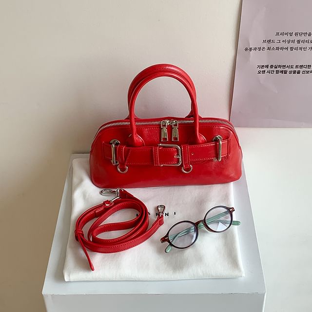 Bag Shoulder Faux Buckled Leather