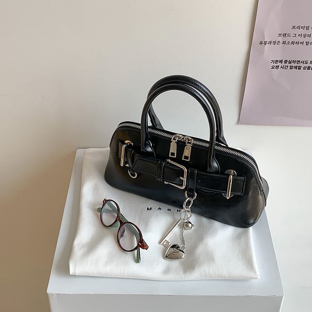 Bag Shoulder Faux Buckled Leather