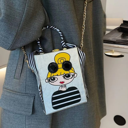Chain Cartoon Bag Crossbody Strap Print