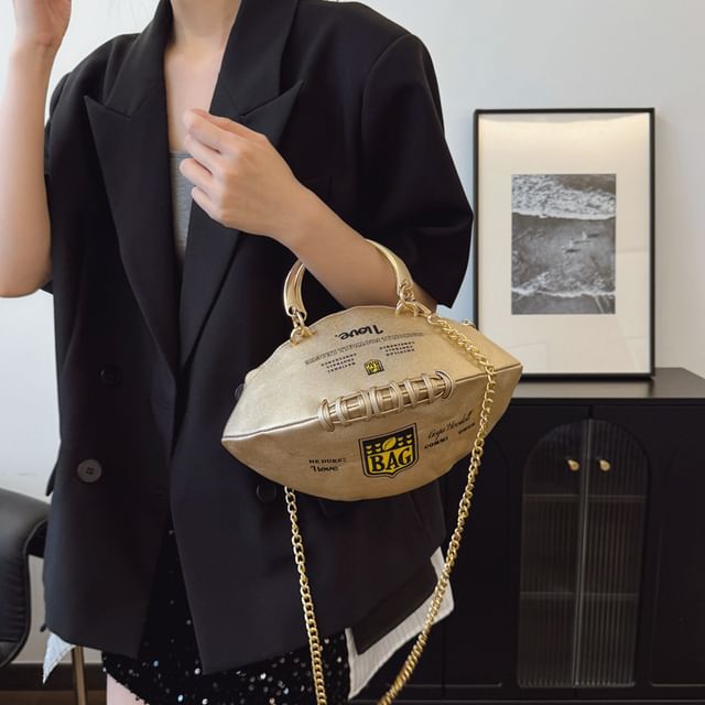 Chain Rugby Bag Crossbody Strap Lettering