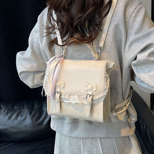 Lace Trim Backpack Bow Flap