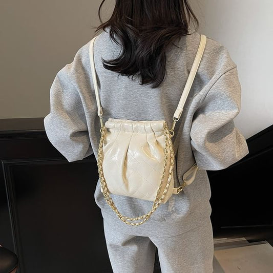 Strap Leather Shoulder Bag Quilted Faux Multi-Way Chain