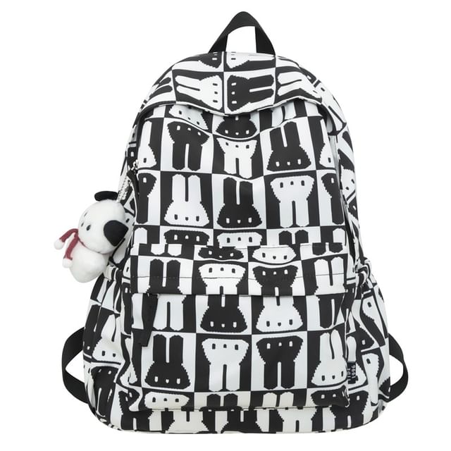 Multi-Pocket Print Rabbit Backpack