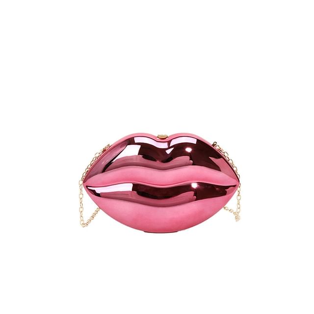 Chain Crossbody Strap Lips Bag